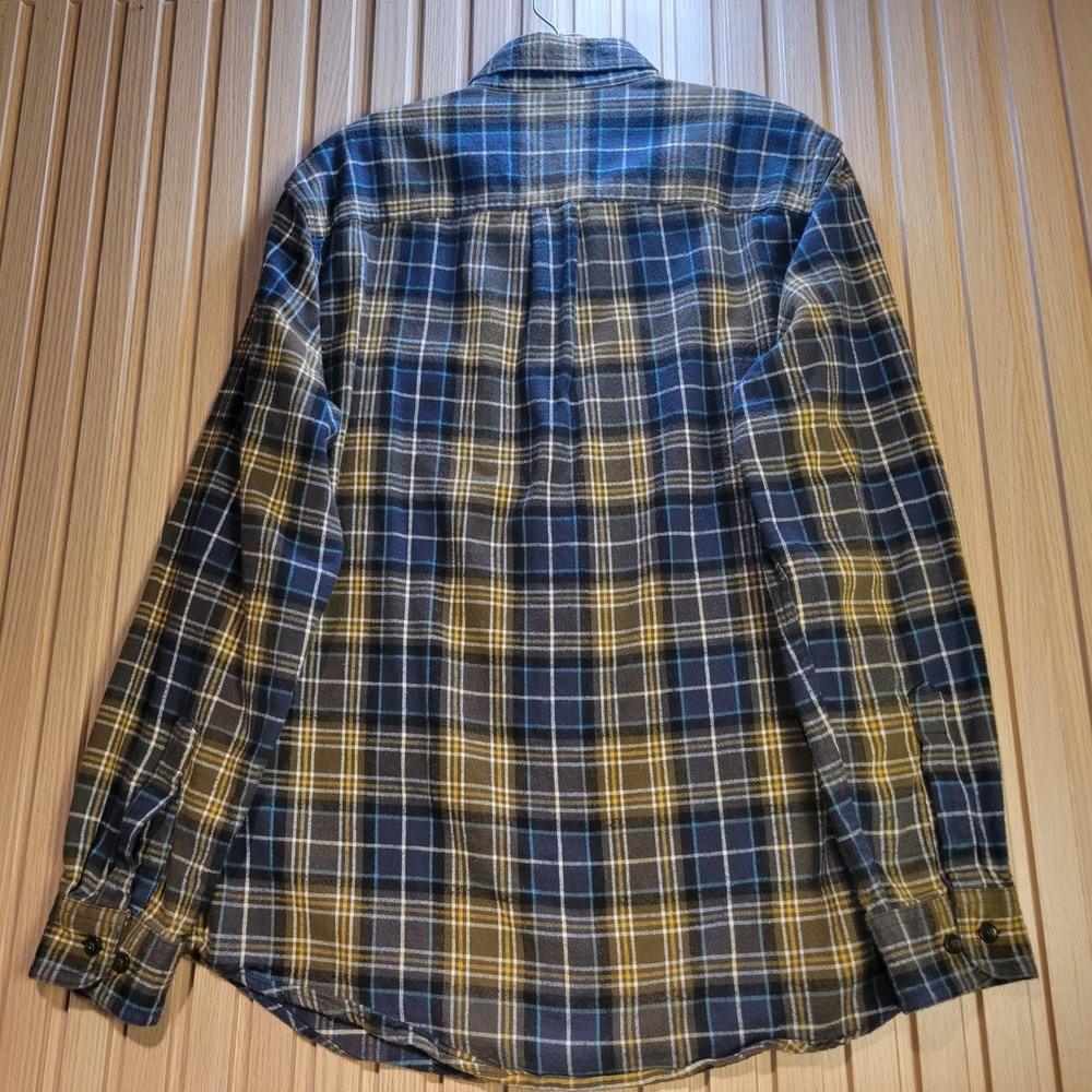 LL Bean Mens Flannel Shirt Medium Slightly Fitted Plaid Blue Green 298167 - Picture 10 of 13
